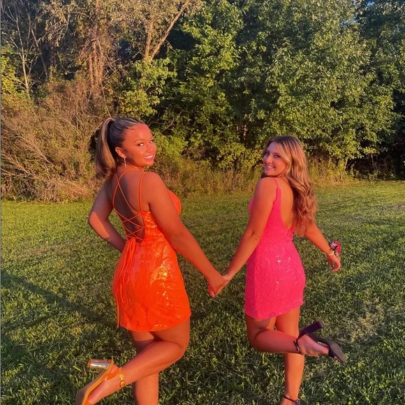 Vibrant Orange Party Dress - Picture 2 of 3